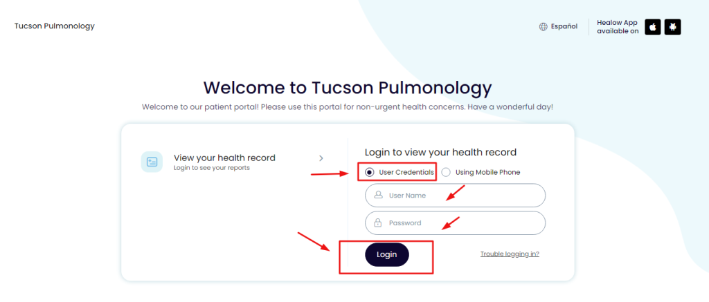 Tucson Pulmonology Patient Portal
