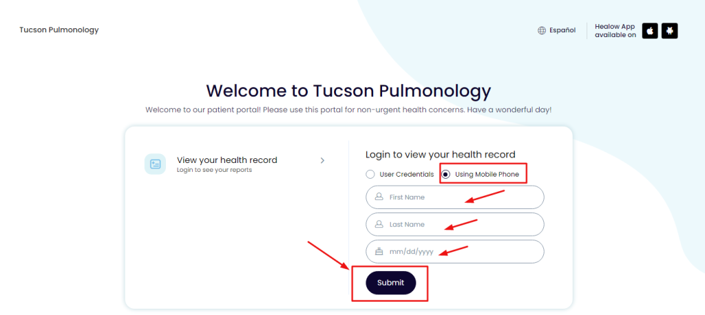 Tucson Pulmonology Patient Portal