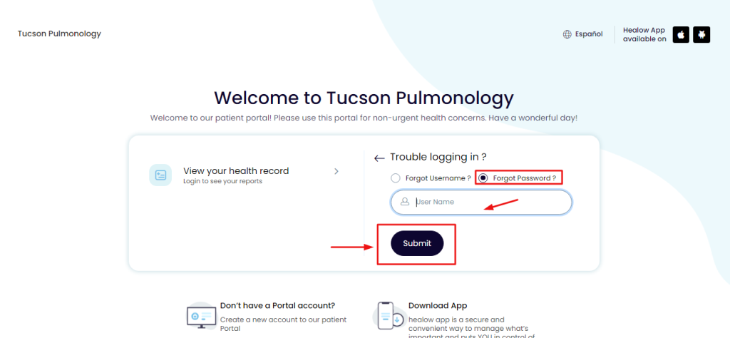 Tucson Pulmonology Patient Portal