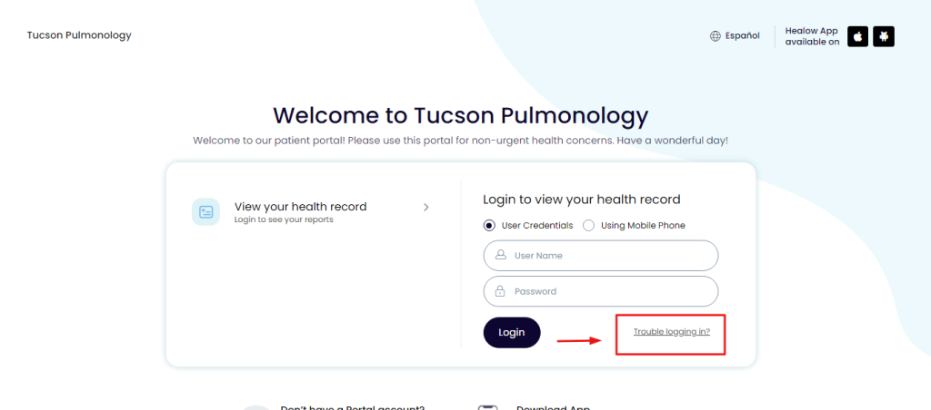 Tucson Pulmonology Patient Portal