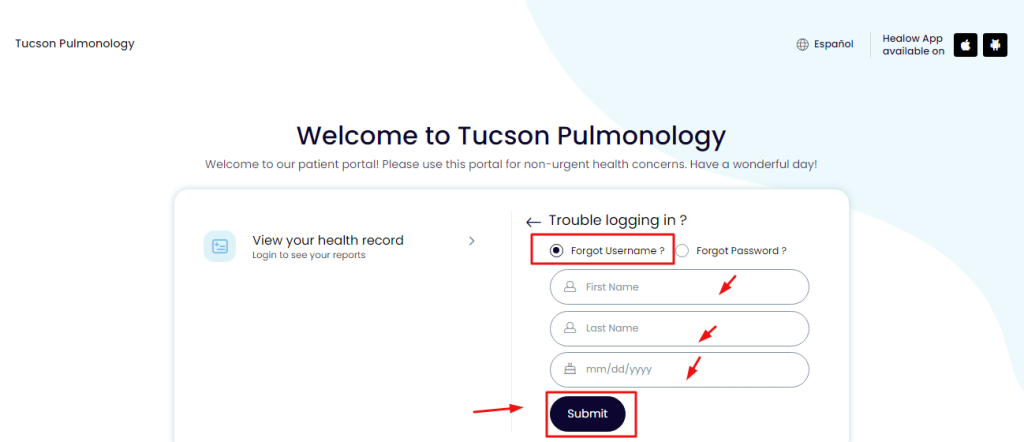 Tucson Pulmonology Patient Portal